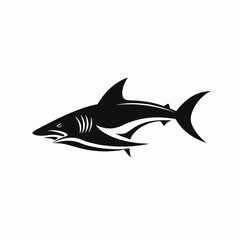 Fototapeta premium Menacing ocean predator, black and white, a shark species fearsome, silhouette