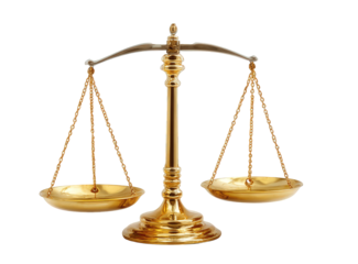 Golden Scales of Justice on Transparent Background