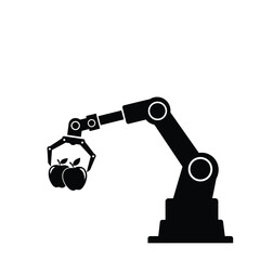 Robotic arm holding apples mechanical industrial