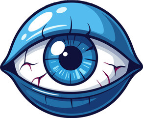 Obraz premium Blue Eye With Lips Surreal Mouth Concept Art