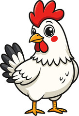 Fototapeta premium Cute White Chicken Cartoon Farm Animal Character Mascot