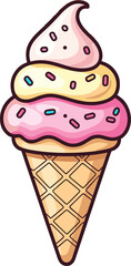 Triple Scoop Ice Cream Cone Sprinkles Dessert Sweet Treat