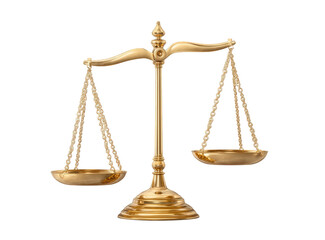 Golden Scales of Justice on Transparent Background