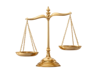 Golden Scales of Justice on Transparent Background