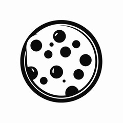 Round petri dish with bacterial colonies forms abstract art monochrome silhouette