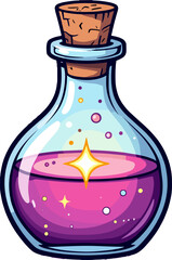 Magic Potion Bottle Filled With Sparkling Liquid Fantasy Game Item