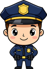 Cute Cartoon Police Officer Uniform Character Friendly Law Enforcement