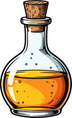 Glass Bottle Filled With Liquid Potion Magical Alchemy Flask