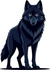 Fototapeta premium Black Wolf Standing Fierce Animal Wildlife Symbol