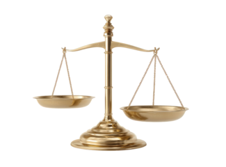 Golden Scales of Justice on Transparent Background
