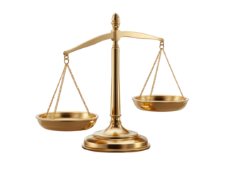 Golden Scales of Justice on Transparent Background