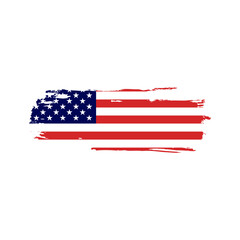 Vintage waving USA flag. Vector waving American flags on grunge texture