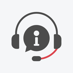 Headset with Microphone and Speech Bubble with Info Icon on White Background