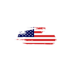Vintage waving USA flag. Vector waving American flags on grunge texture