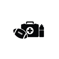 Football first aid kit and water bottle medical