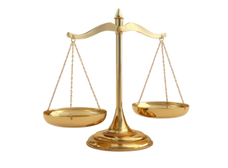 Golden Scales of Justice on Transparent Background