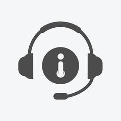 Headset Icon with Information Symbol Design on White Background