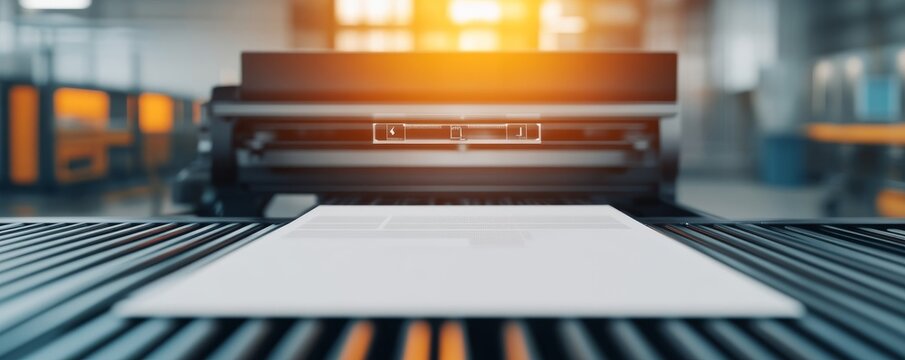 Automated Factory Conveyor Belt with Paper and HUD, Industry ,Automation - Powered by Adobe