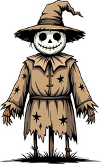 Scarecrow Halloween Pumpkin Head Tattered Clothes Costume