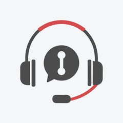 Minimalist Headset with Speech Bubble and Red Details on White Background