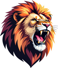 Obraz premium Roaring Lion Head Fierce Wild Animal Mascot Logo