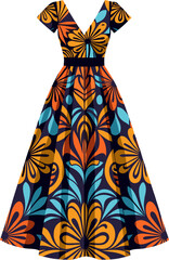 Floral Maxi Dress Vibrant Pattern Summer Fashion Wear