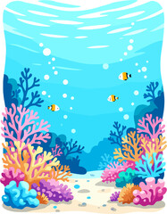 Fototapeta premium Colorful Coral Reef Underwater Scene Tropical Fish Ocean Life