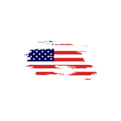 Vintage waving USA flag. Vector waving American flags on grunge texture