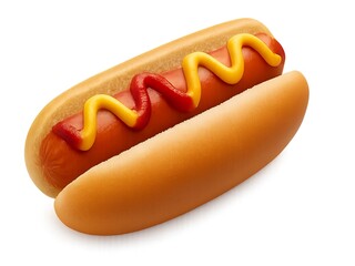 Delicious Hotdog with Mustard and Ketchup in a Bun