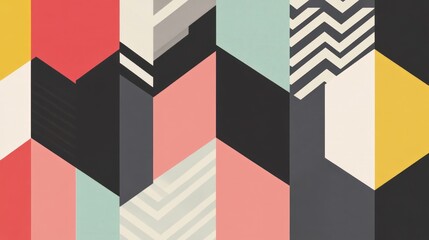 Abstract geometric composition with contrasting colors and shapes