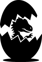 Dinosaur Hatching from Egg Silhouette Design for Tattoos and Crafts