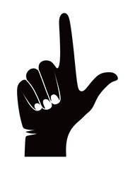 silhouette of a pointing hand. showing the index finger and thumb. vector illustration