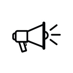 Vector illustration of black and white megaphone icon for communication
