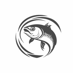 Elegant fish symbol with abstract circular motion effect illustration silhouette