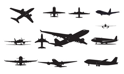 Airplanes and Aviation – Aircraft Silhouettes, Flight and Travel Designs


