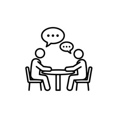 Vector illustration of two people are sitting at the table and having a conversation