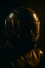 Fototapeta premium Helmet got rained on in the dark