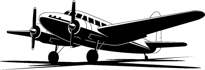 Vintage Airplane Illustration with Classic Propellers and Detail