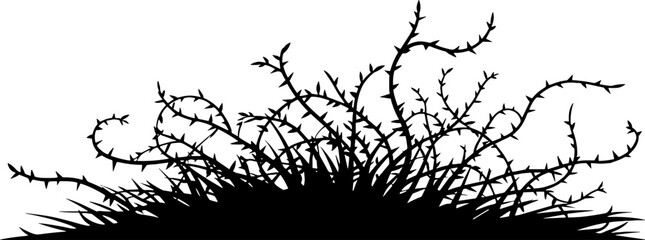 Obraz premium Intricate Thorny Bush Silhouette for Nature Inspired Design