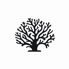 Naklejka premium Unique branched abstract organic shape isolated against white backdrop, silhouette