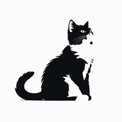 Obraz premium Elegant black and white tuxedo cat posing, striking artistic animal silhouette