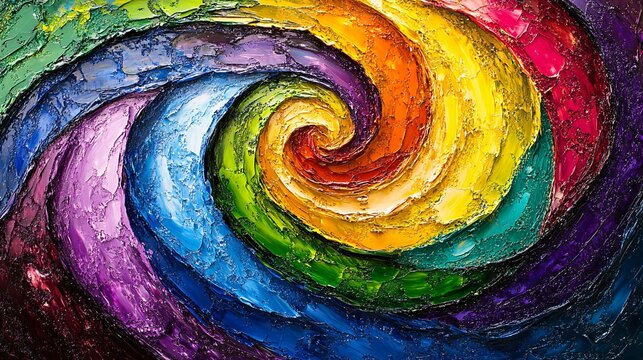 vibrant abstract spiral artwork in rainbow colors for creative design and inspiration