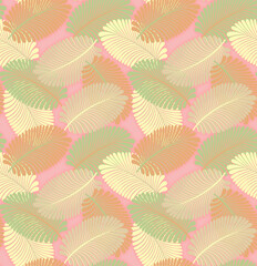 Gentle swaying palms evoke a calming tropical serenity peach and pistachio fronds on blush