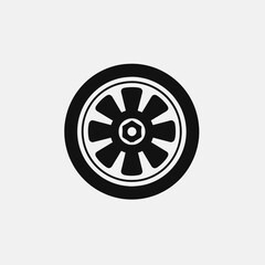 Fototapeta premium Automotive wheel component shows detailed engineering and design features in stark silhouette
