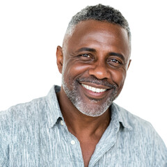 Obraz premium Confident and Joyful Mature African American Man Smiling isolated transparent png background