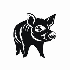 Fototapeta premium Striking black and white pig illustration creating a captivating animal silhouette