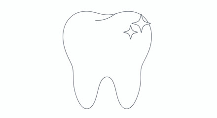 Obraz premium Sparkling Clean Tooth Outline Illustration for Dental Hygiene, Health, and Educational Purposes, Ideal for Promoting Oral Care and Dental Services
