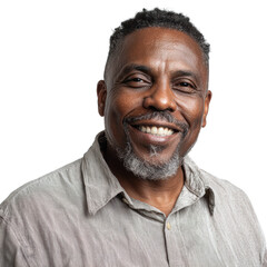 Obraz premium Joyful Mature African American Man Smiling Confidently isolated transparent png background