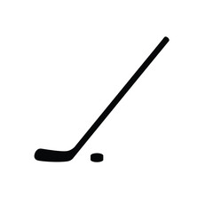 Black hockey stick and puck sport game