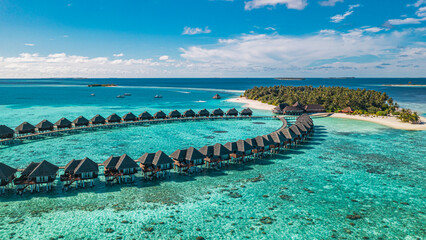 Amazing Maldives. Best aerial landscape with sunny tropical island sunshine blue sea and stunning scenic background perfect summer vacation luxury travel paradise destination top tourism escape